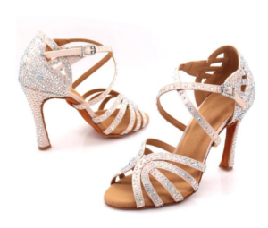 WUXIJIAO Jazz shoes Latin dance shoes female Latin Sals shoes silver bronze skin shoes - heel 6 cm