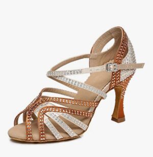 Women's Rhinestone Ballroom Dance Shoes Latin Salsa Performance Wedding Party Dance Heels