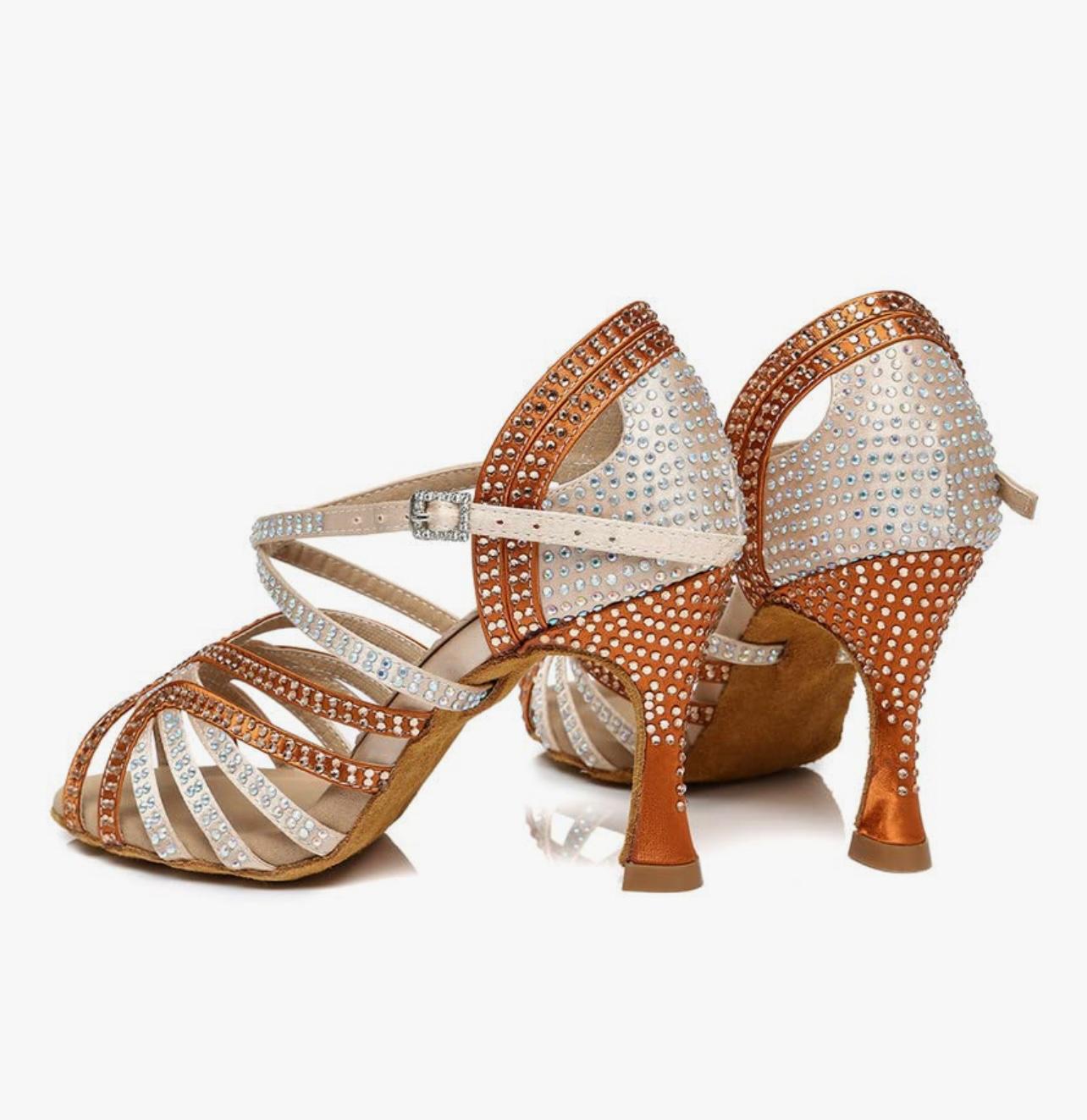 Women's Rhinestone Ballroom Dance Shoes Latin Salsa Performance Wedding Party Dance Heels - Image 5