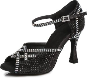 Hanfike Womens Party Shoes Crystals High Heel Evening Sandals