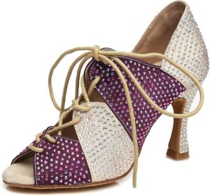 Women Lace Up High Heel Latin Sandals Dance Shoes