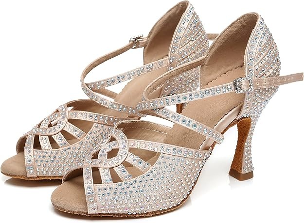 Minishion Dance Heel for Women Rhinestone Latin shoes - Image 3