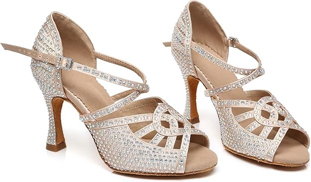 Minishion Dance Heel for Women Rhinestone Latin shoes - Image 4