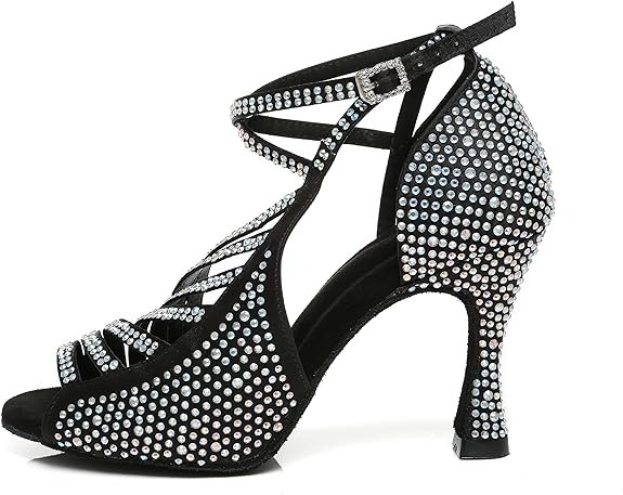 Minishion Womens Salsa Dance Shoes High Heel Ballroom Dancing Sandals - Image 3