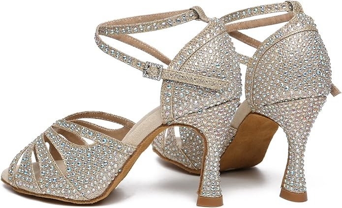 MINITOO Women's Dance Shoes Dance Shoes Latin Salsa Glitter Sandals - Image 2