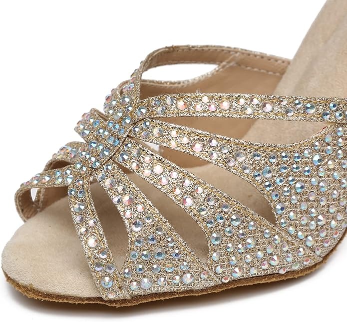 MINITOO Women's Dance Shoes Dance Shoes Latin Salsa Glitter Sandals - Image 5