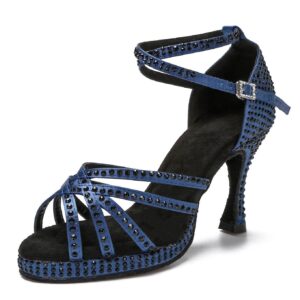 Modern Blue Women's High Heel Latin Dance Shoes Sasha Social & Party Sandals Platform Tango for Girls