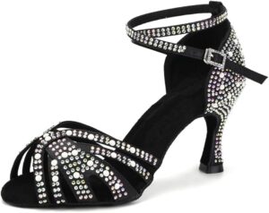 Women Rhinestones Tango Salsa Performance Ballroom Party Dance Shoes