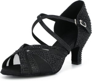 Syrads Latin Dance Shoes for Women Rhinestone Salsa Tango Bachata Shoes