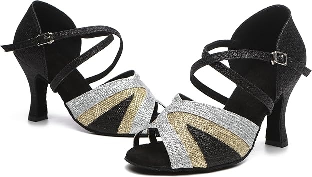 Minishion Glitter Dance Heels for Women High Heel Prom Party Shoes - Image 2