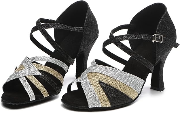 Minishion Glitter Dance Heels for Women High Heel Prom Party Shoes - Image 3
