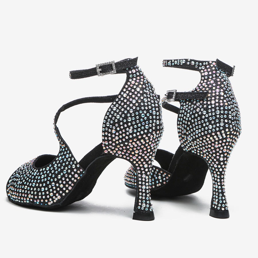Women's Sparkling Glitter Customized Heel Latin Shoes Salsa Shoes Ballroom Dance Shoes - Image 2