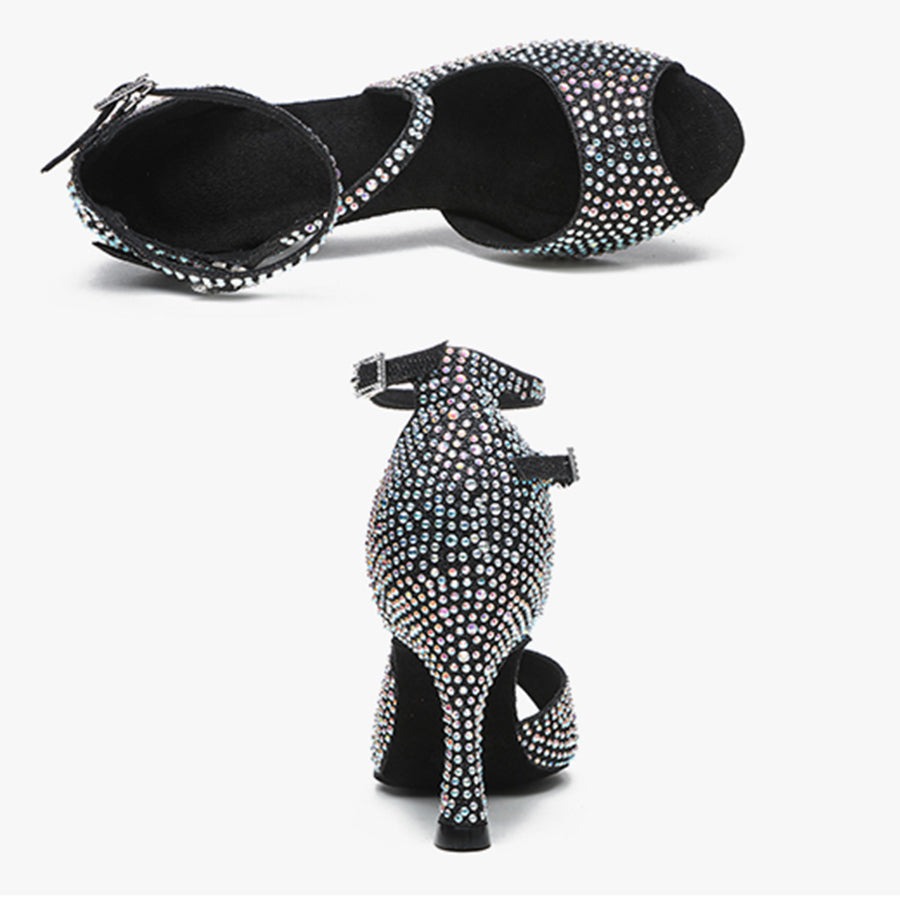 Women's Sparkling Glitter Customized Heel Latin Shoes Salsa Shoes Ballroom Dance Shoes - Image 5