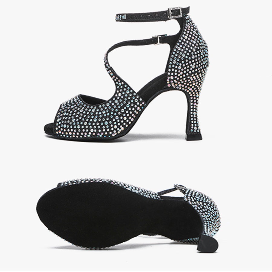 Women's Sparkling Glitter Customized Heel Latin Shoes Salsa Shoes Ballroom Dance Shoes - Image 6