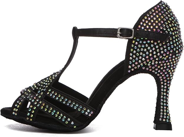 MINITOO Ladies Latin Tango Dance Shoes with Bridle and Rhinestone - Image 2