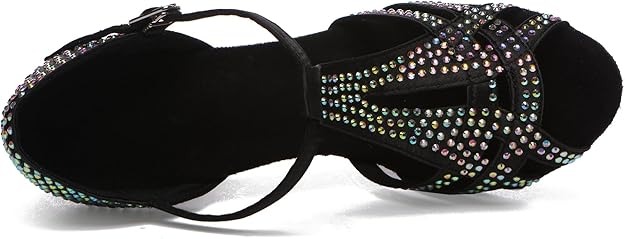 MINITOO Ladies Latin Tango Dance Shoes with Bridle and Rhinestone - Image 5