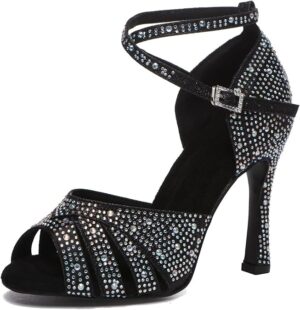 MINITOO Rhinestone Dance Shoes Women Bridal Sandals