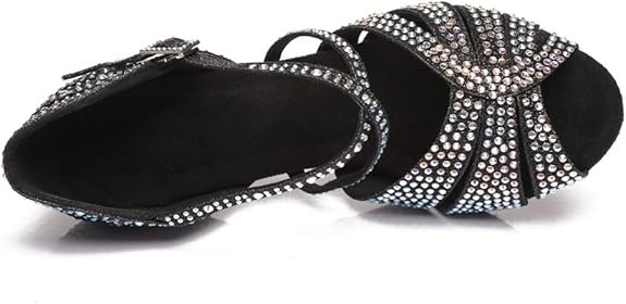 Women's Peep Toe Cross Strap Rhinestones Glitter Synthetic Prom Tango Ballroom Latin Modern Dance Shoes - Image 2