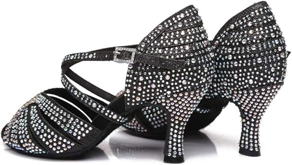 Women's Peep Toe Cross Strap Rhinestones Glitter Synthetic Prom Tango Ballroom Latin Modern Dance Shoes - Image 6