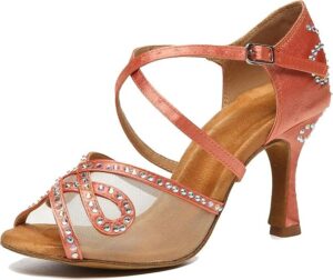 Minishion Dance Shoes for Women Glitter Ankle Strap Heels